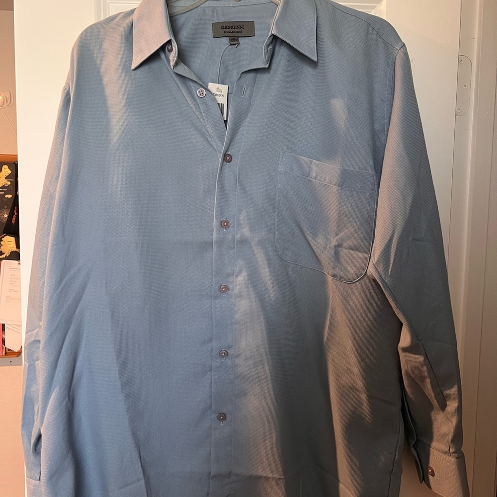 Blue Casual Button Down Shirt with Classic Collar